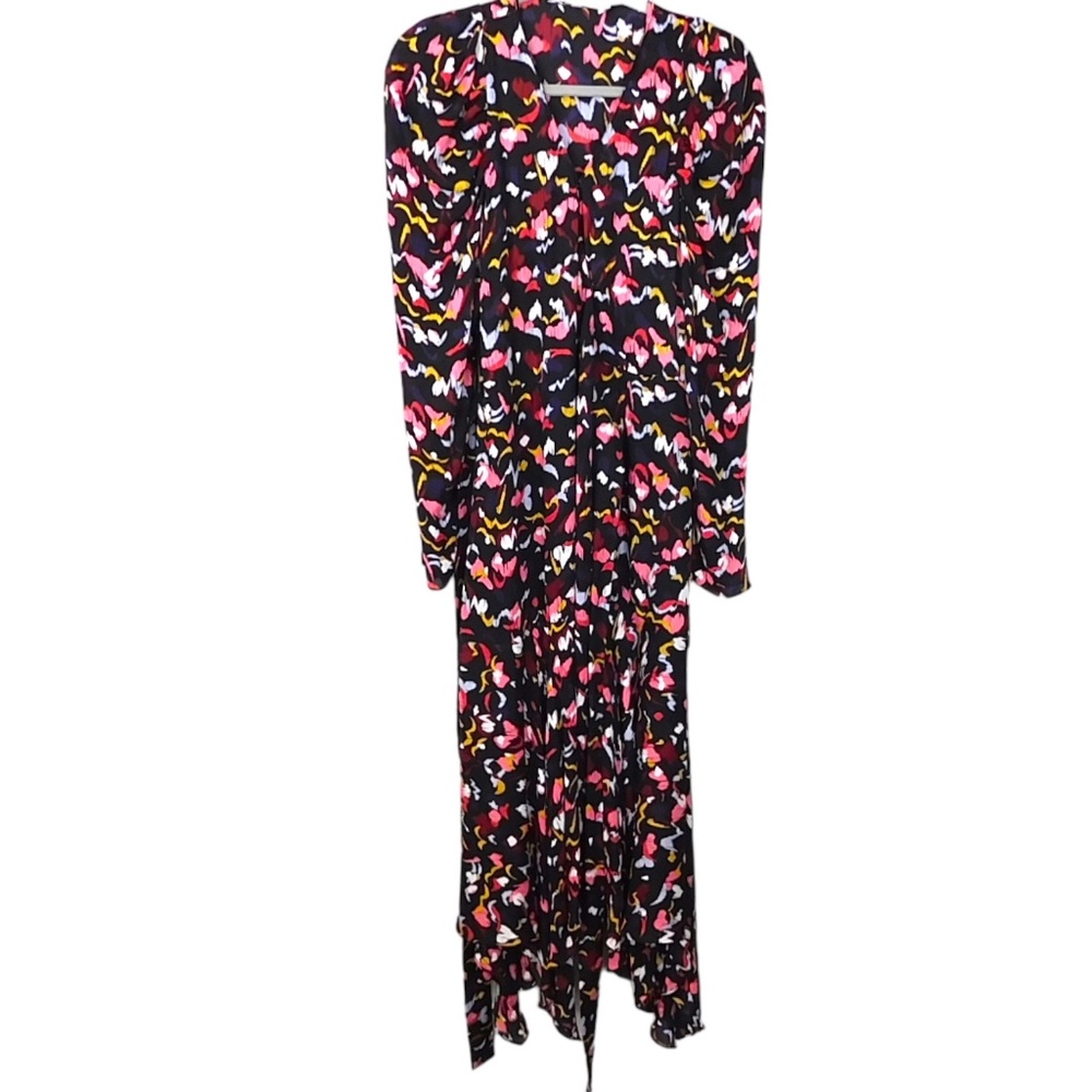 A.L.C. Tianna Long Sleeve Vacation Holiday Wrap Dress in Coral Multi size 10 - Picture 3 of 8